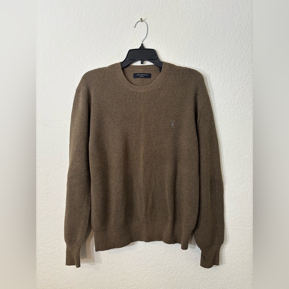 All Saints Other - ALLSAINTS Rias Crew Waffle Knit Sweater Brown Men’s Medium Organic Cotton